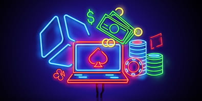 Simbol Pertaruhan di bahagian atas meja rolet.